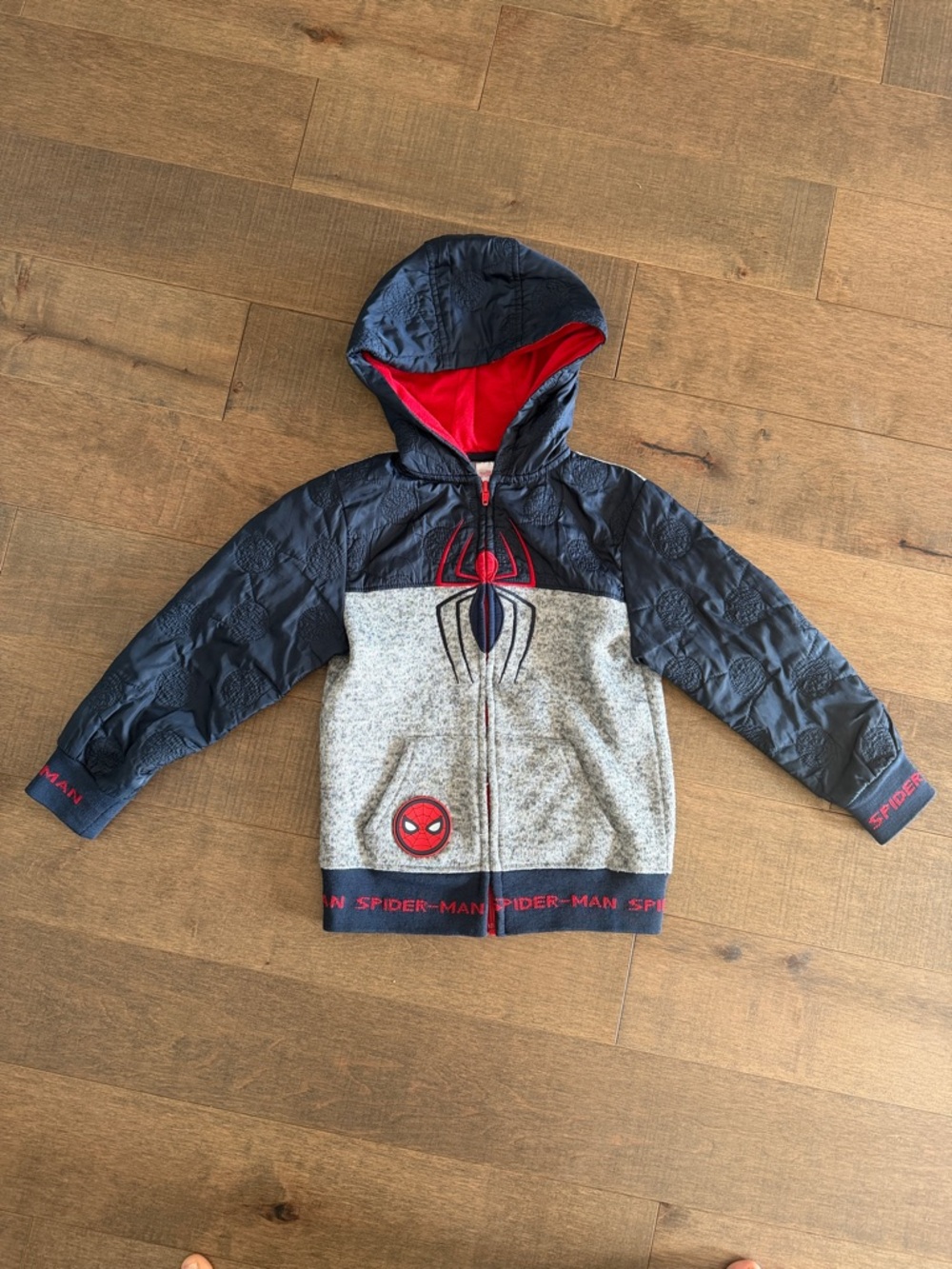 Spider-Man Kids' Hooded Zip-Up Jacket - Navy & Gray